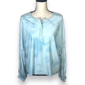 Blue Cloud Long Sleeve Shorts Lounge Set